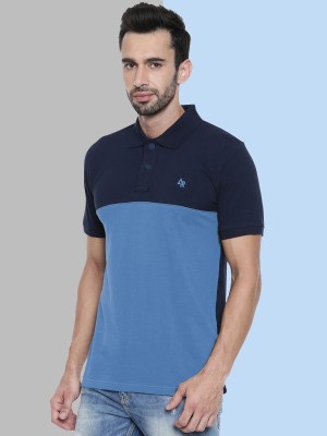 ADRO Colorblock Men Polo Neck Light Blue T-Shirt