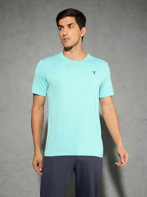 TECHNOSPORT Self Design Men Crew Neck Green T-Shirt