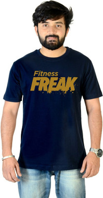 Chiraiyaa Printed Men Round Neck Dark Blue T-Shirt