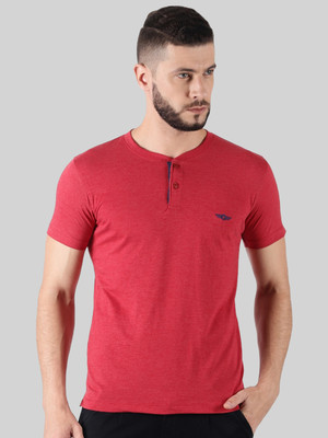 Force NXT Solid Men Henley Neck Red T-Shirt