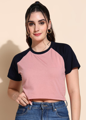 Adyavastram Colorblock Women Round Neck Multicolor T-Shirt