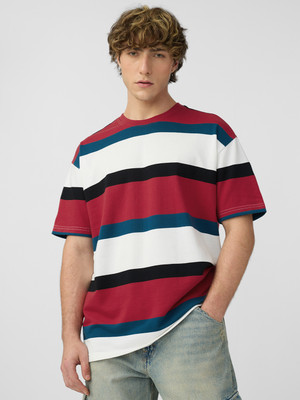 The Souled Store Striped Men Round Neck Multicolor T-Shirt