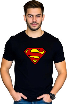 JEDFER Superhero, Graphic Print Men Round Neck Black T-Shirt