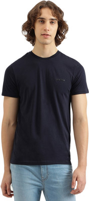 United Colors of Benetton Solid Men Round Neck Blue T-Shirt