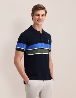 U.S. POLO ASSN. Solid Men Polo Neck Blue T-Shirt