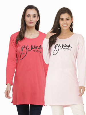 The Daspr Nation Printed Women Round Neck Pink T-Shirt