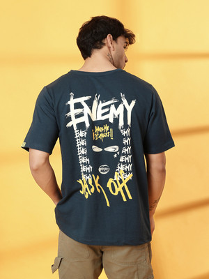 RIGO Typography Men Round Neck Blue T-Shirt