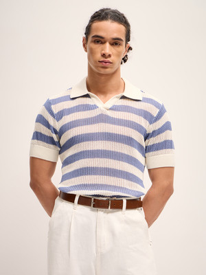 THE BEAR HOUSE Striped Men Polo Neck Multicolor T-Shirt