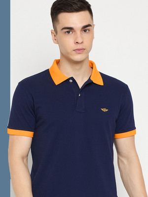 GETGOLF Solid Men Polo Neck Dark Blue T-Shirt