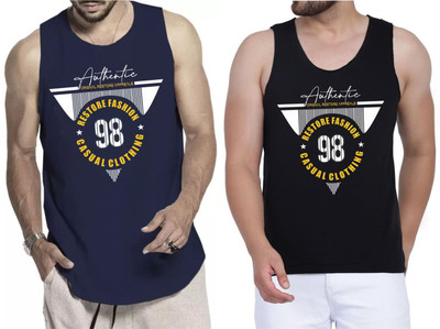 Restore Printed Men Scoop Neck Blue, Black, Multicolor T-Shirt