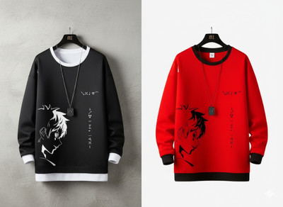 cnw Self Design Men Round Neck Multicolor T-Shirt