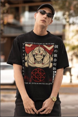 Urban Street Printed Men Round Neck Black T-Shirt