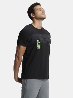 JOCKEY Graphic Print Men Round Neck Black T-Shirt