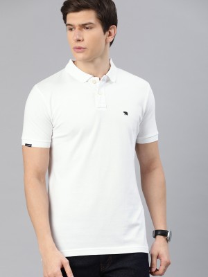 THE BEAR HOUSE Solid Men Polo Neck White T-Shirt