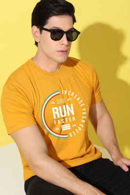 WOOSTRO Graphic Print Men Round Neck Yellow, White T-Shirt