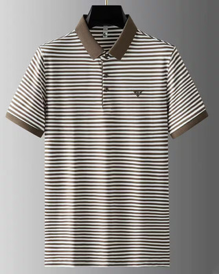 TINKUDI Solid Men Polo Neck Brown T-Shirt