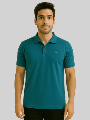 Force NXT Solid Men Polo Neck Blue T-Shirt