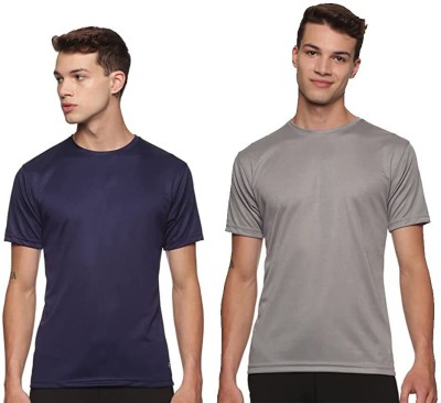 RSO Outfits Solid Men Round Neck Blue, Grey T-Shirt