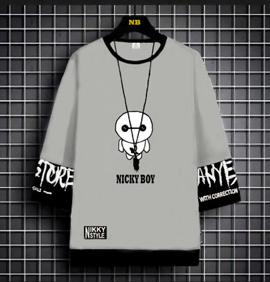 NB NICKY BOY Graphic Print Men Round Neck Light Green T-Shirt