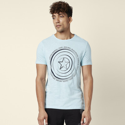 SF Jeans by Pantaloons Printed, Typography Men Round Neck Blue T-Shirt