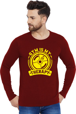 Organic Chics Printed, Typography Men Round Neck Maroon T-Shirt