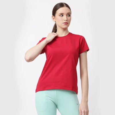 NV COLLECTION Solid Women Round Neck Red T-Shirt