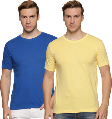 ADRO Solid Men Round Neck Yellow T-Shirt