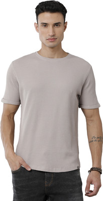 VOI JEANS Self Design Men Round Neck Grey T-Shirt