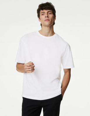 Tdoc Solid Men Round Neck White T-Shirt