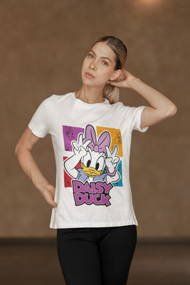 Clori Solid Women Round Neck White T-Shirt