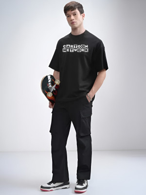 CARTOON NETWORK X ROYAL STANCE Graphic Print Men Round Neck Black T-Shirt