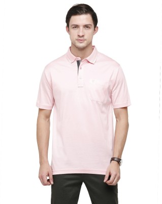 Classic Polo Solid Men Polo Neck Pink T-Shirt