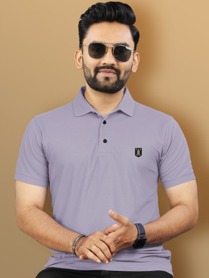 VeBNoR Solid Men Polo Neck Grey T-Shirt