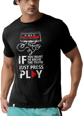 THE PRINT PLATTER Graphic Print Men Round Neck Black T-Shirt