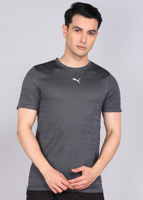 PUMA Solid Men Crew Neck Grey T-Shirt
