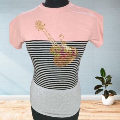 SHASHVI Striped, Printed Men Round Neck Pink, Grey T-Shirt