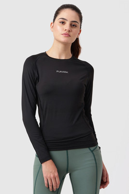 FuaarK Solid Women Round Neck Black T-Shirt