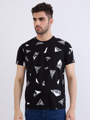 Spykar Printed Men Round Neck Black T-Shirt