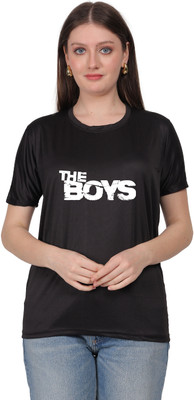 SAURABHQ Typography Women Crew Neck Black T-Shirt