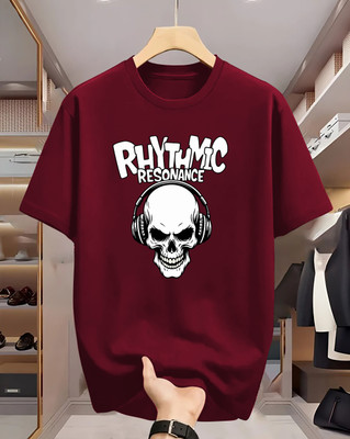 Beaumen Printed Men Round Neck Maroon T-Shirt