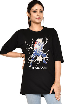 altius Printed Women Round Neck Black, Blue T-Shirt