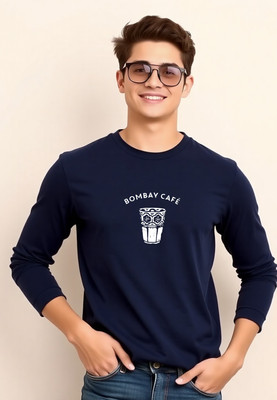 UrGear Printed Men Round Neck Navy Blue T-Shirt