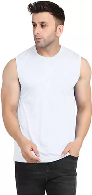 Think Tech Solid Men Round Neck White T-Shirt