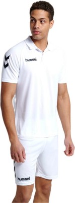 HUMMEL Solid Men Polo Neck White T-Shirt