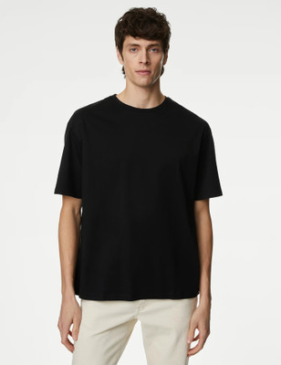 Tdoc Solid Men Round Neck Black T-Shirt