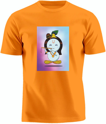 Luv My India Printed Women Round Neck Orange T-Shirt