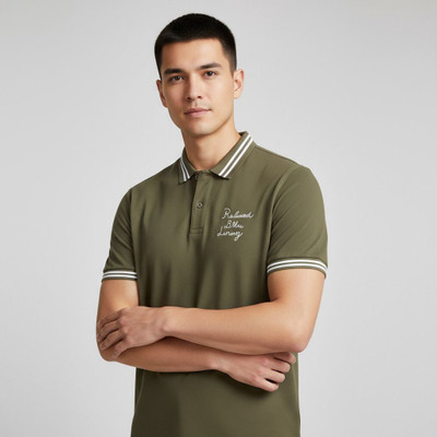 Wisetie Solid Men Polo Neck Black T-Shirt