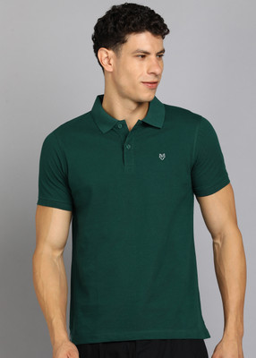 INTEGRITI Solid Men Polo Neck Dark Green T-Shirt