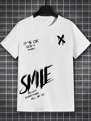 STYLOGUE Printed Men Round Neck White T-Shirt