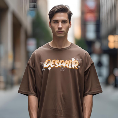 JJ TEES Printed Men Round Neck Brown T-Shirt